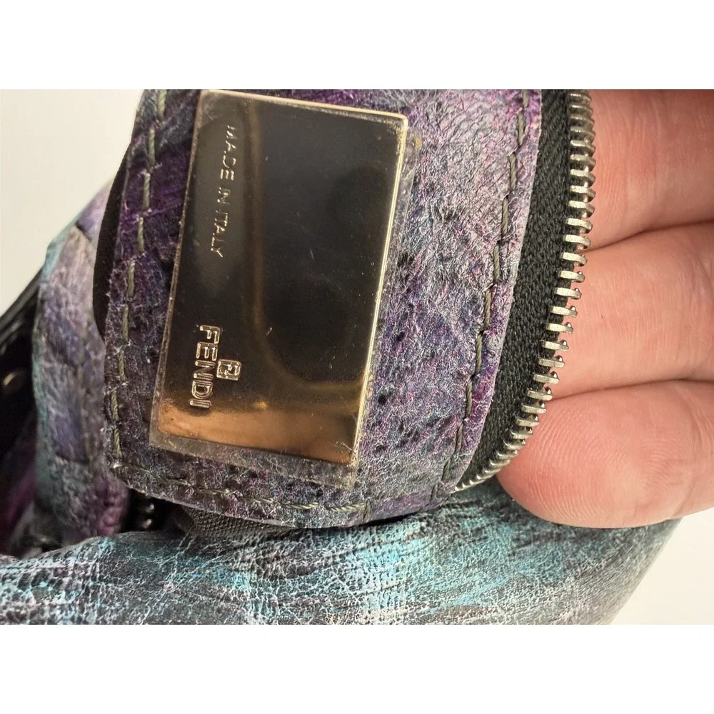 Fendi Iridescent Mermaid Leather Hobo Bag Crystal Rare Made Italy